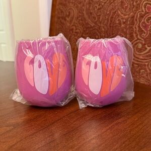 Set of 2 LOVE Design Stemless Silicone Wine Glasses